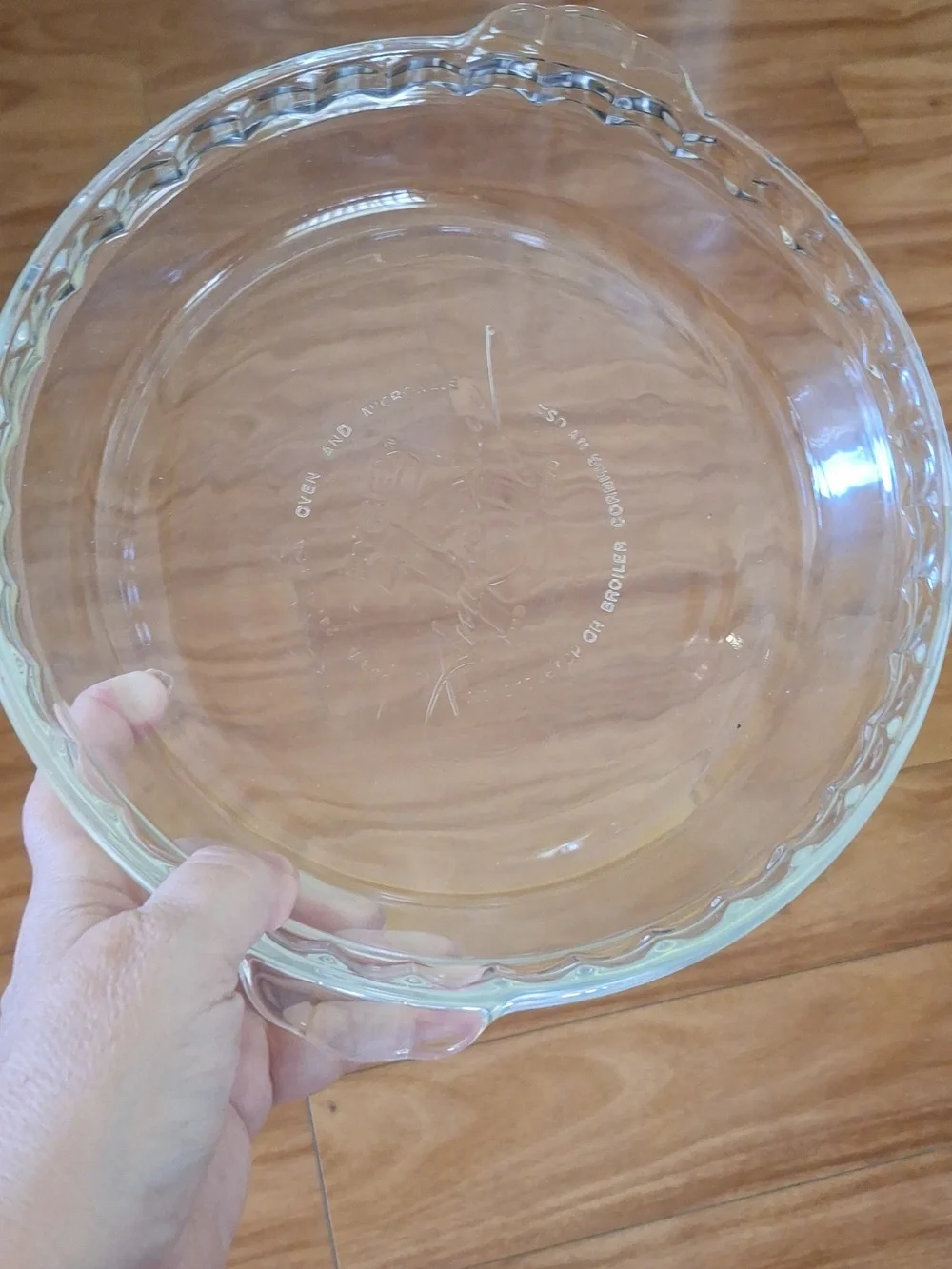Pyrex Clear 75th Anniversary Glass Pie Plate with Scalloped Handled Rim